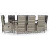 vidaXL Set comedor jard&iacute;n 9 pzas y cojines rat&aacute;n sint&eacute;tico gris
