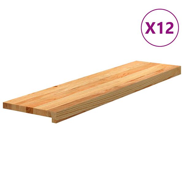 vidaXL Pelda&ntilde;os de escalera 12 uds madera maciza roble marr&oacute;n claro