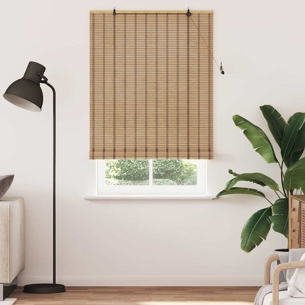 vidaXL Estor enrollable con cortinas Naturaleza 120 x 220 cm Bamb&uacute;