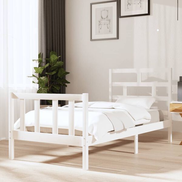 vidaXL Estructura de cama individual sin colchón madera pino blanco