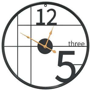 vidaXL Reloj de pared de hierro negro &Oslash;50 cm