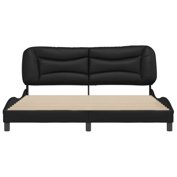 vidaXL Estructura de cama sin colch&oacute;n Hvar cuero sint&eacute;tico negro 180x200 cm
