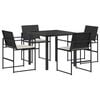 vidaXL Conjunto de Comedor de Jard&iacute;n con coj&iacute;n 5 pcs Negro y crema