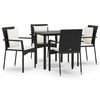 vidaXL Set de muebles jard&iacute;n 5 pzas con cojines rat&aacute;n sint&eacute;tico negro