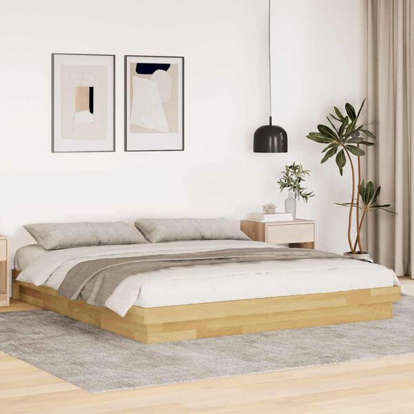 vidaXL Estructura de cama sin colch&oacute;n 180x200 cm madera maciza roble