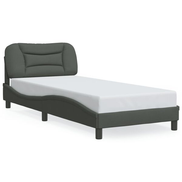 vidaXL Estructura de cama con LED sin colchón Hvar tela gris oscuro 90x190 cm