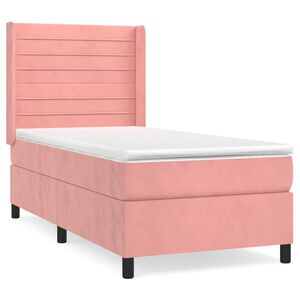 vidaXL Cama box spring con colch&oacute;n terciopelo rosa 100x200 cm