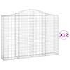 vidaXL Cestas gaviones 12 uds forma de arco hierro 200x30x140/160 cm