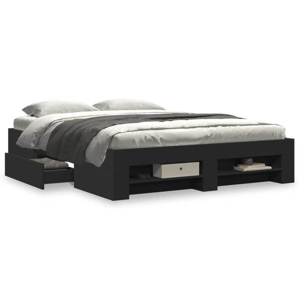 vidaXL Estructura de cama madera de ingenier&iacute;a negra 150x200 cm