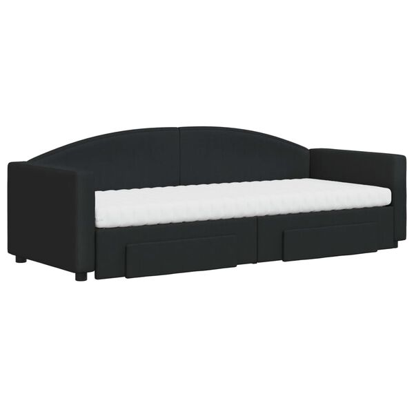 vidaXL Sof&aacute; cama nido con cajones tela negro 80x200 cm