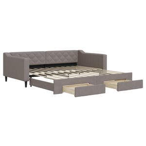 vidaXL Sof&aacute; cama nido con cajones tela gris taupe 100x200 cm