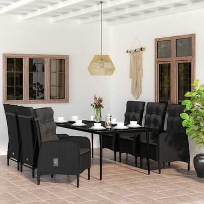 vidaXL Juego de comedor de jardín 7 piezas con negro | vidaXL.es