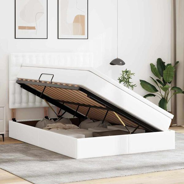 vidaXL Cama con almacenamiento Puro 140 x 200 cm Cuero sint&eacute;tico