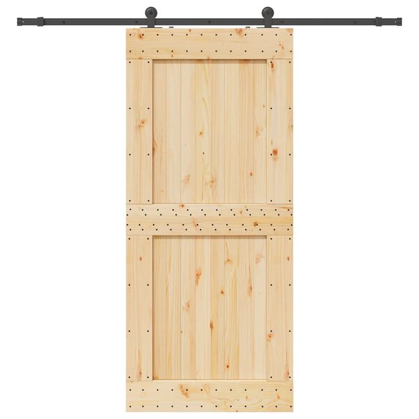vidaXL Puerta corredera con herrajes madera maciza de pino 100x210 cm
