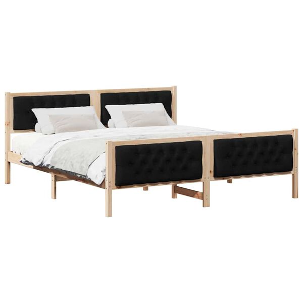 vidaXL Estructura de cama Negro 180 x 200 cm Madera de pino macizo