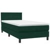 vidaXL Cama box spring con colch&oacute;n y LED terciopelo verde oscuro 90x210 cm