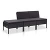 vidaXL Set de muebles de jard&iacute;n 3 pzas y cojines rat&aacute;n sint&eacute;tico negro