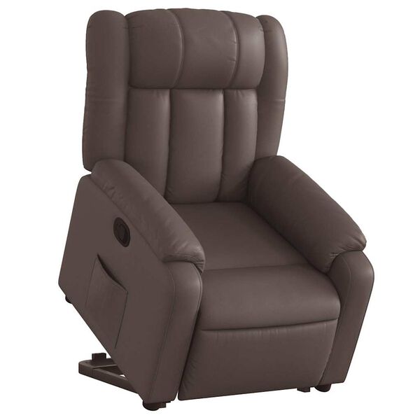 vidaXL Sill&oacute;n reclinable elevable cuero sint&eacute;tico marr&oacute;n