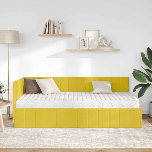 vidaXL Estructura de Cama Esquina con Colch&oacute;n 2 pcs Amarillo