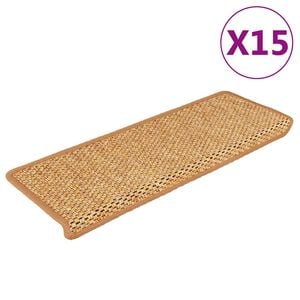 vidaXL Alfombrilla autoadhesiva escalera sisal 15uds sisal 65x21x4cm