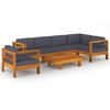 vidaXL Muebles de jard&iacute;n 7 pzas con cojines gris oscuro madera acacia