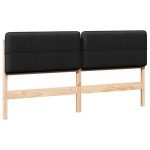 vidaXL Cabecero tapizado Marr&oacute;n y Negro 200 cm Madera de pino macizo