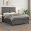 vidaXL Cama box spring con colch&oacute;n cuero sint&eacute;tico gris 140x190 cm