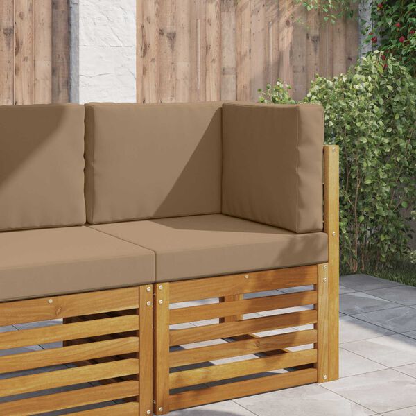 vidaXL Coj&iacute;n para sof&aacute; de exterior 3 pcs Taup&eacute; Poli&eacute;ster