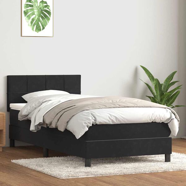 vidaXL Cama box spring con colch&oacute;n cuero sint&eacute;tico negro 90x210 cm