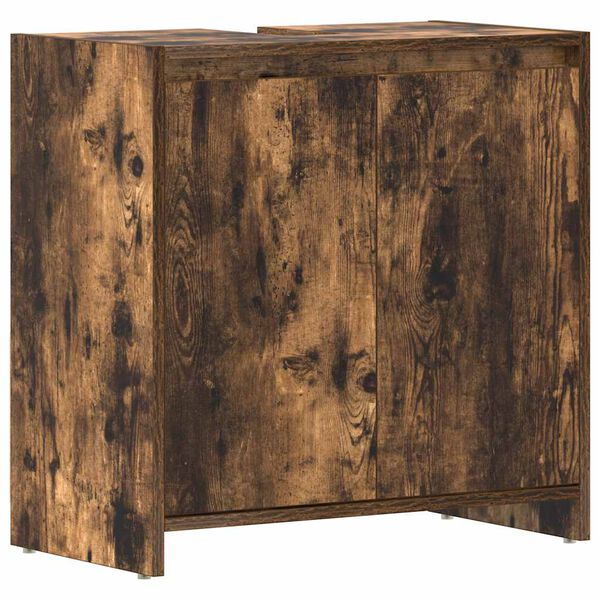 vidaXL Armario de ba&ntilde;o madera contrachapada roble ahumado 60x33x61 cm