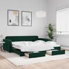vidaXL Sof&aacute; cama nido con cajones terciopelo verde oscuro 100x200 cm