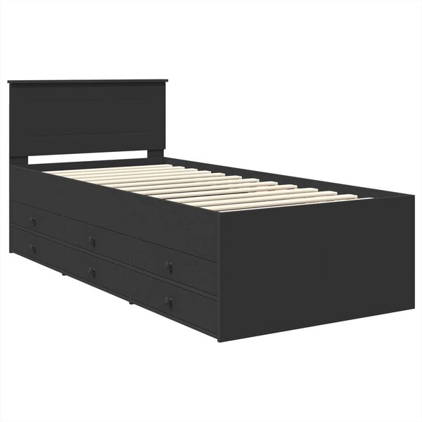 vidaXL Sof&aacute; cama con caj&oacute;n Negro 90 x 190 cm Madera de ingenier&iacute;a