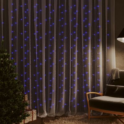 vidaXL Cortina LED luces de hadas 8 función 3x3m 300 LED azul