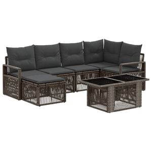 vidaXL Conjunto de sof&aacute;s de jard&iacute;n 7 uds. Gris y Gris Oscuro