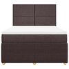 vidaXL Cama box spring con colch&oacute;n tela marr&oacute;n oscuro 140x190 cm