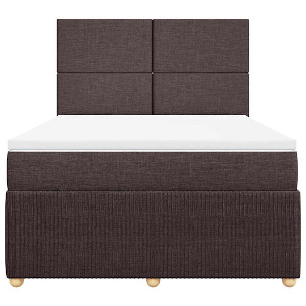 vidaXL Cama box spring con colch&oacute;n tela marr&oacute;n oscuro 140x190 cm