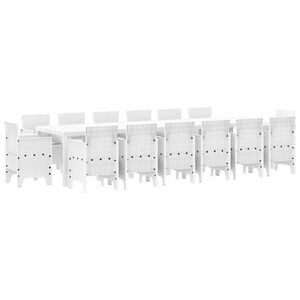 vidaXL Conjunto de Comedor de Jard&iacute;n 15 pcs Blanco Ratan Polt