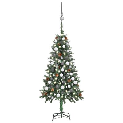 vidaXL Árbol de Navidad artificial con LEDs, bolas y piñas 150 cm