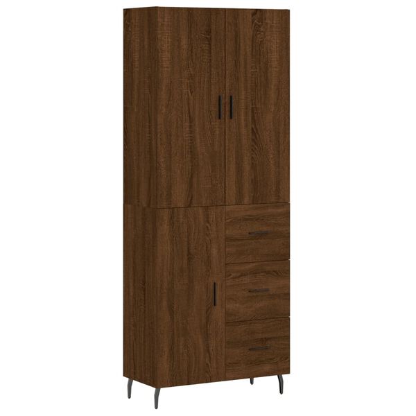 vidaXL Aparador alto madera contrachapada marr&oacute;n roble 69,5x34x180 cm
