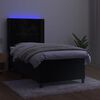 vidaXL Cama box spring colch&oacute;n y LED terciopelo negro 90x190 cm