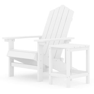 vidaXL Silla de jard&iacute;n Adirondack con mesa HDPE blanco