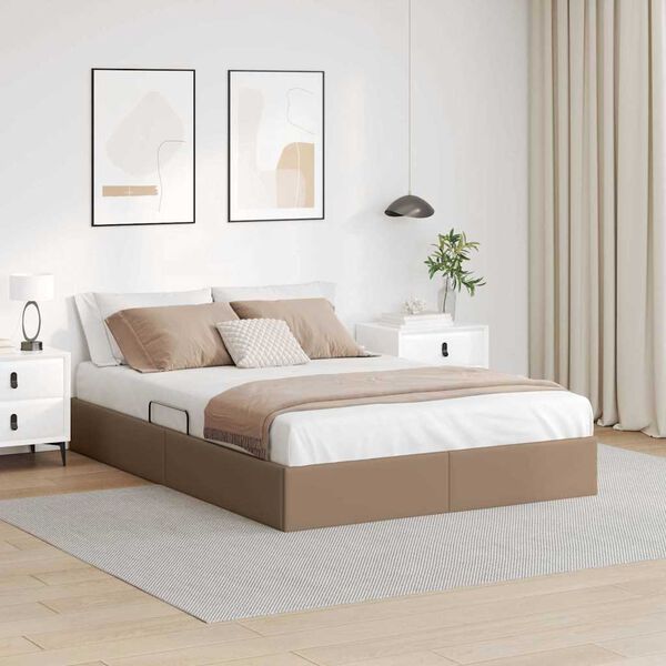 vidaXL Cama con almacenamiento Capuchino 140 x 190 cm Cuero sint&eacute;tico