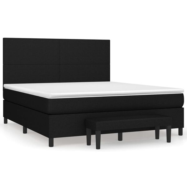vidaXL Cama box spring con colch&oacute;n tela negro 180x200 cm
