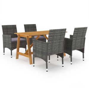 vidaXL Juego de comedor para jard&iacute;n de 5 piezas gris