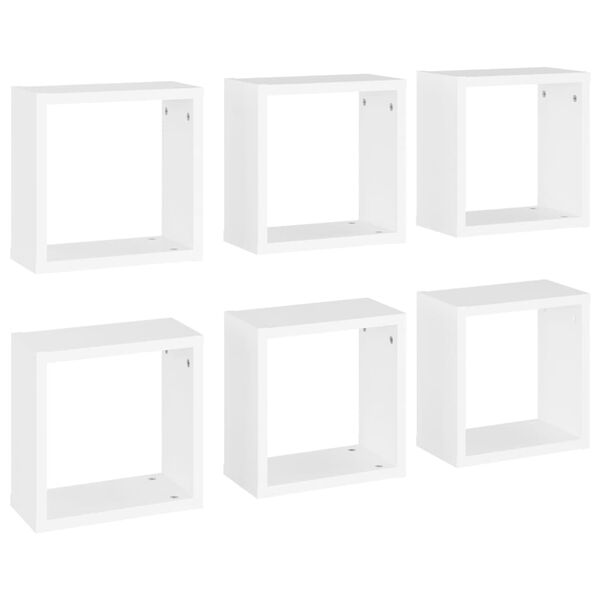 vidaXL Estantes cubo de pared 6 unidades blanco 30x15x30 cm