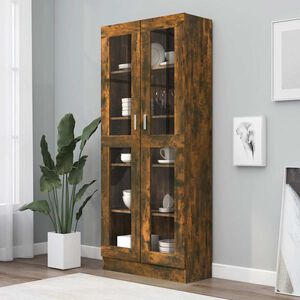 vidaXL Vitrina madera contrachapada roble ahumado 82,5x30,5x185 cm