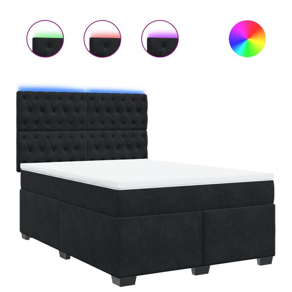 vidaXL Cama box spring con colch&oacute;n terciopelo negro 160x200 cm