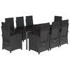 vidaXL Set de comedor de jard&iacute;n 9 pzas y cojines rat&aacute;n sint&eacute;tico negro