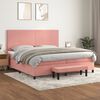 vidaXL Cama box spring con colch&oacute;n terciopelo rosa 200x200 cm