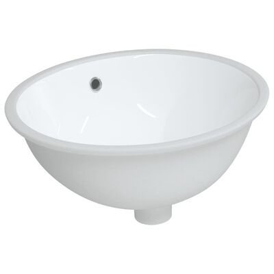 vidaXL Lavabo de baño ovalado cerámica blanco 47x39x21 cm